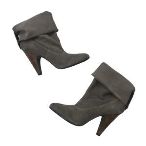 ASH Slouchy Suede Ankle Boots Cone Heel Booties 7.5